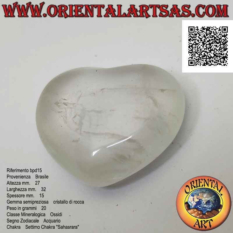 27 mm x 32 mm hyaliner Quarz (Bergkristall) Herz