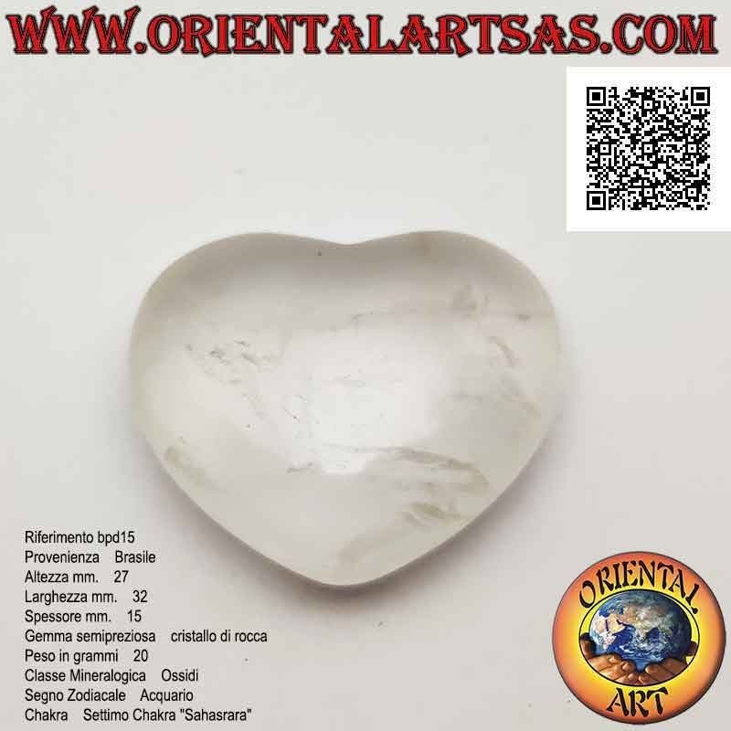 Coeur de quartz hyalin (cristal de roche) 27 mm x 32 mm