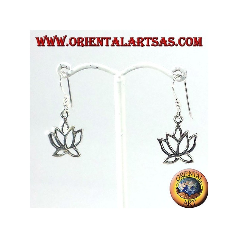 boucles d'oreilles en argent, fleur de lotus