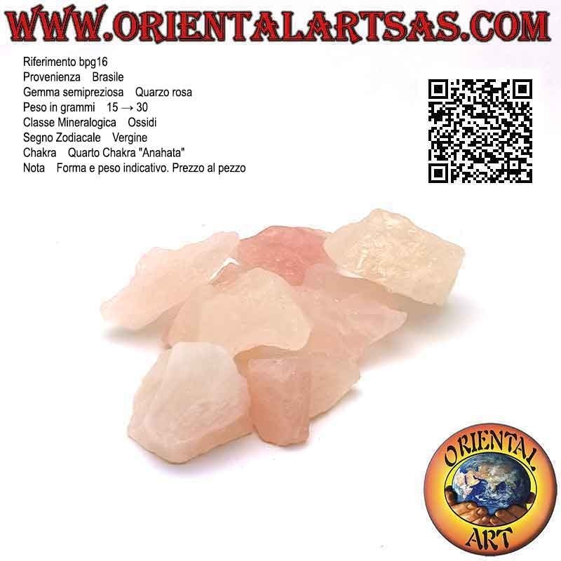 Cuarzo rosa crudo (15 g → 30 g)