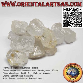Quartz hyalin brut (cristal de roche), 60 g → 80 g