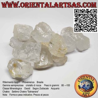 Cuarzo hialino crudo (cristal de roca), 80 g → 100 g