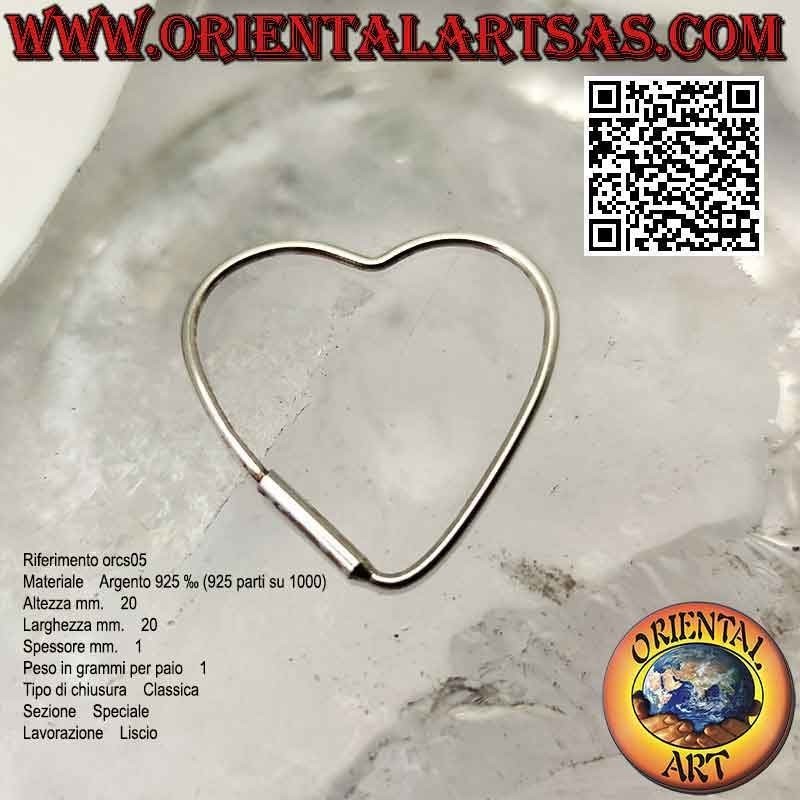 Pendientes hilo de plata, corazón enroscable (varios tamaños)
