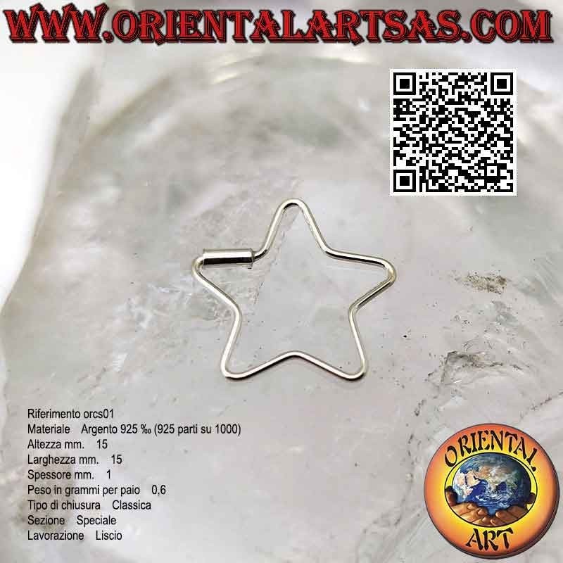 Orecchini in argento a filo, stella infilabile (varie dimensioni)