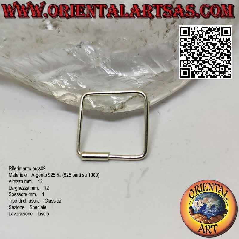 Boucles d'oreilles en fil d'argent, carré enfilable (différentes tailles)