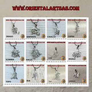 Colgante Zodiaco Chino Plata 925 - Símbolo de la Suerte del Calendario