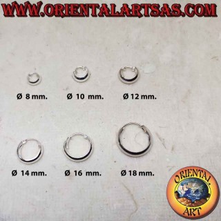Boucles d'oreilles en argent, cercles lisses arrondis plats de 4 mm de large (classiques), différentes tailles