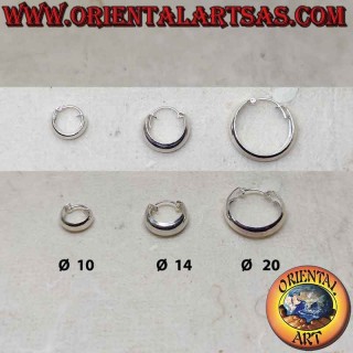 Silver earrings, smooth rounded flat circles 5 mm wide (classic), various sizes