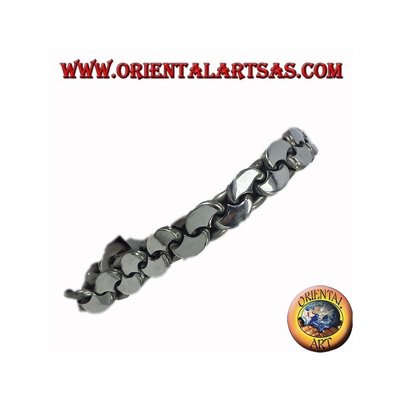 pulsera de plata, cadena de forma de media luna