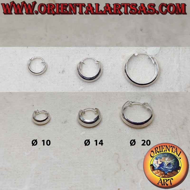 Orecchini in argento, cerchi lisci bombato piatto da 5 mm di larghezza (classica), varie dimensioni