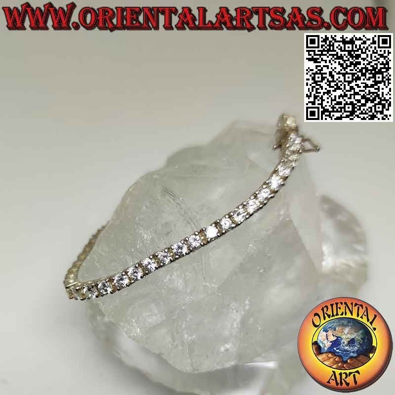 Tennis bracelet in 925 ‰ silver with 3 mm natural white zircons