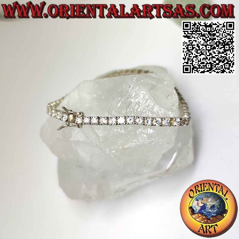 Tennis bracelet in 925 ‰ silver with 3 mm natural white zircons
