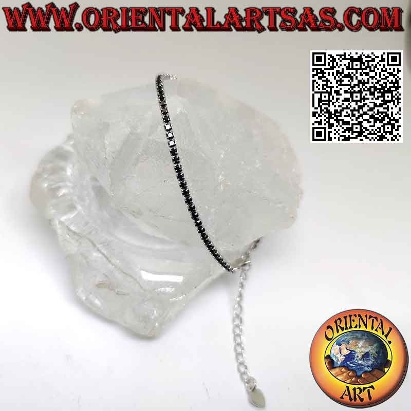 Pulsera tenis en plata 925‰ con circonitas naturales engastadas 1,8 mm (ajustable)