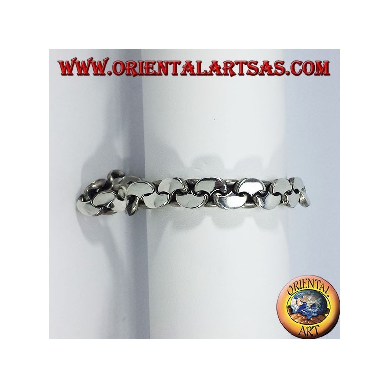 pulsera de plata, cadena de forma de media luna