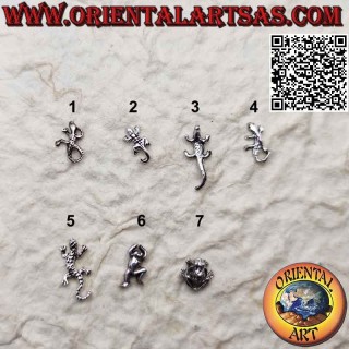 Mini silver earring, various amphibians (gecko, lizard, frog, toad, crocodile, alligator)