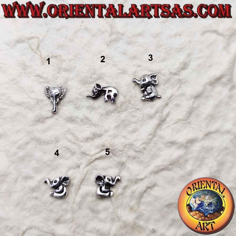 Pendiente mini plata, el elefante en varias perspectivas