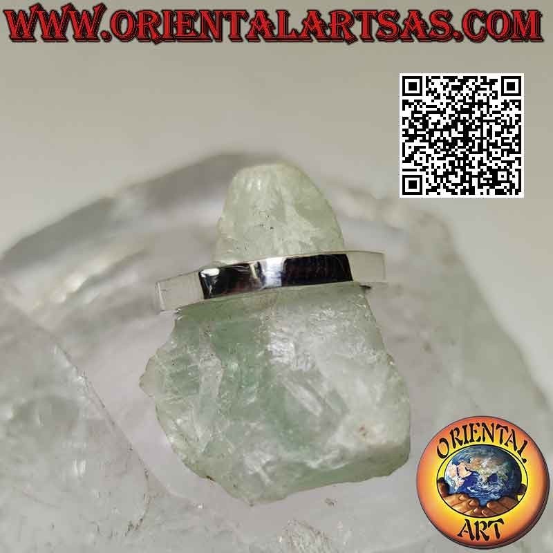 Anillo de plata lisa con banda decagonal con interior redondo