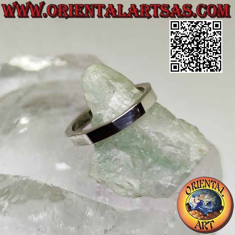Anillo de plata lisa con banda decagonal con interior redondo