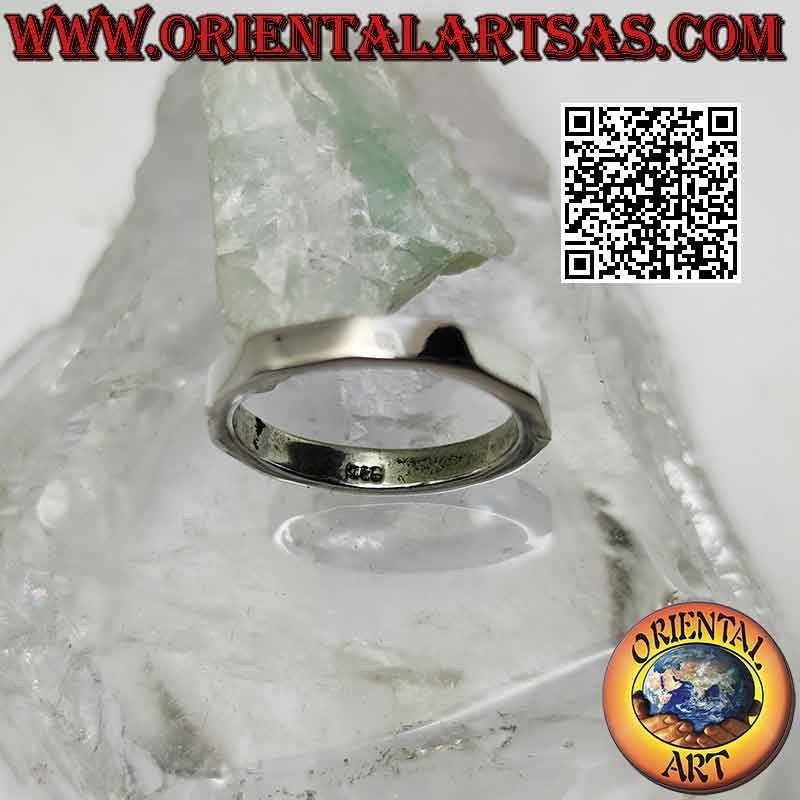 Glatter Silberring mit zehneckigem Band mit runder Innenseite