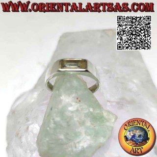 Anello in argento con quarzo citrino rettangolare orizzontale su montatura liscia