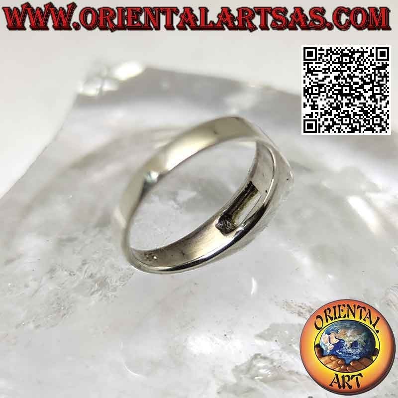 Anello in argento con quarzo citrino rettangolare orizzontale su montatura liscia