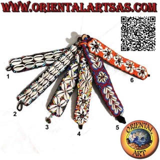 2-row bracelet with cauri shells and colored beads (button closure)