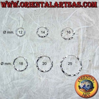 Silver earrings, smooth twisted 2mm thick circles (classic)