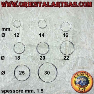 Boucles d'oreilles en argent, cercles lisses simples de 1,5 mm d'épaisseur (classiques)