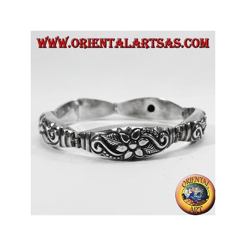 Silber-Armband halb gemeißelten Blumen Hand