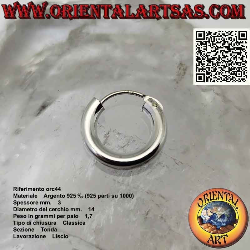 Pendientes de plata, círculos lisos lisos de 3 mm de grosor (clásicos)