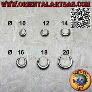 Silberohrringe, einfache glatte Halbmondkreise 10 mm bis 20 mm (klassisch)