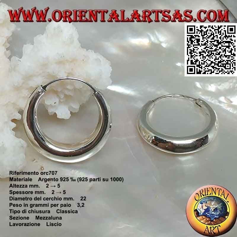 Orecchini in argento, cerchi lisci semplici a mezzaluna da 22 mm a 45 mm (classica)