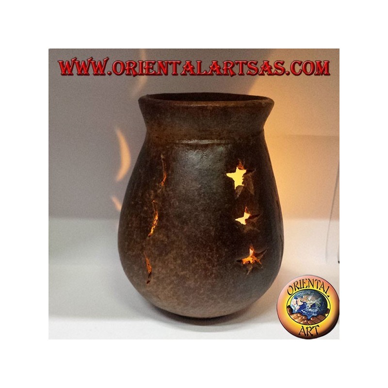 Burning terracotta essences perforated stars and moons