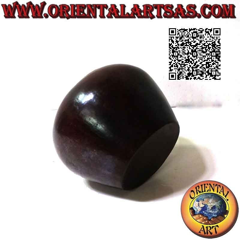 Cuenco convexo tradicional Lombok de terracota oscura con triángulos blancos, hecho a mano