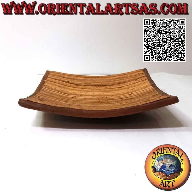 Lombok square tray tray in terracotta covered with bamboo sticks