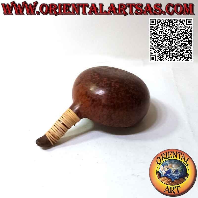 Ciotola aborigena di Lombok con manico (stile pentola) in terracotta e midollino