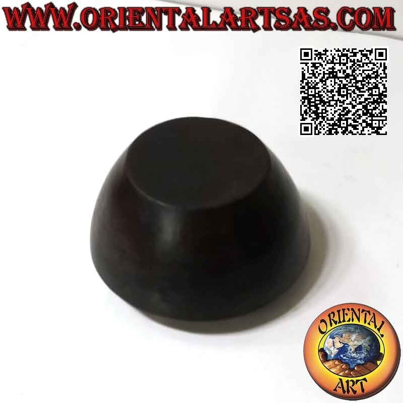 Traditional Lombok bowl in dark terracotta with white triangles, handmade