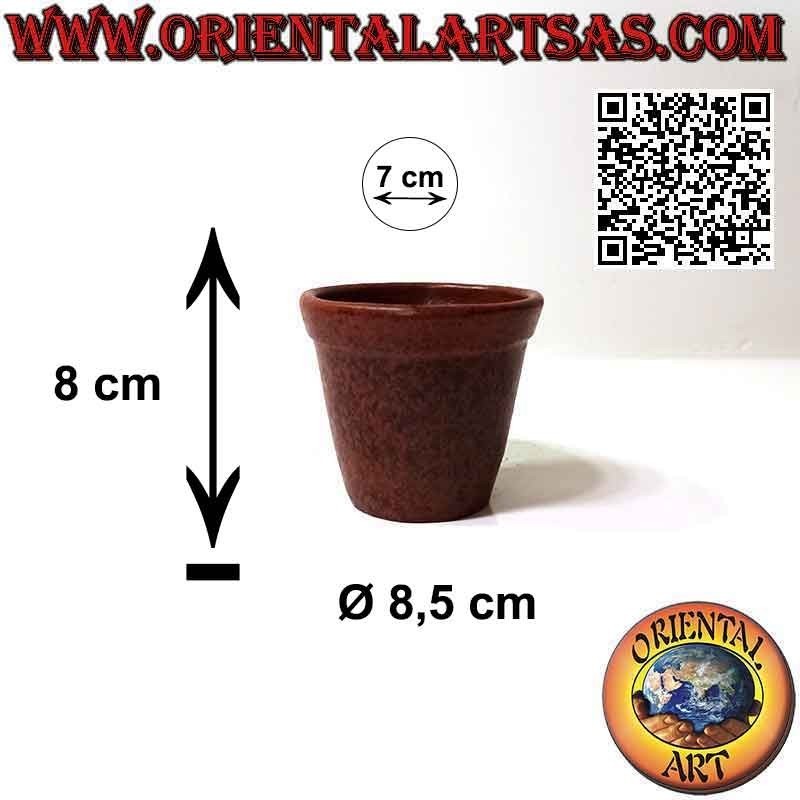 Vasetto da piantine e fiori in terracotta con foro di drenaggio, fatto a mano