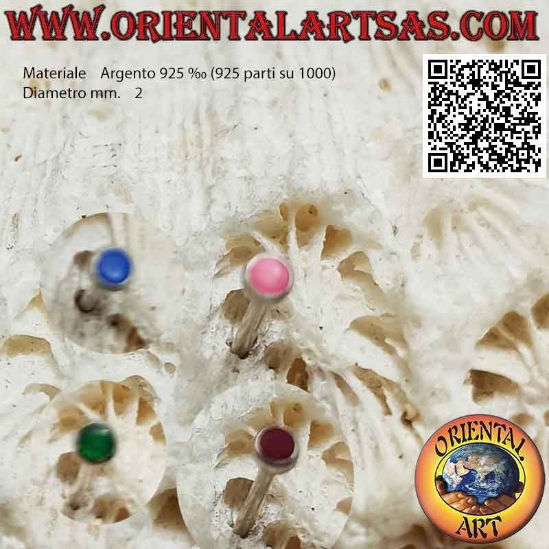 Mini earring / nose stud in silver, round agate