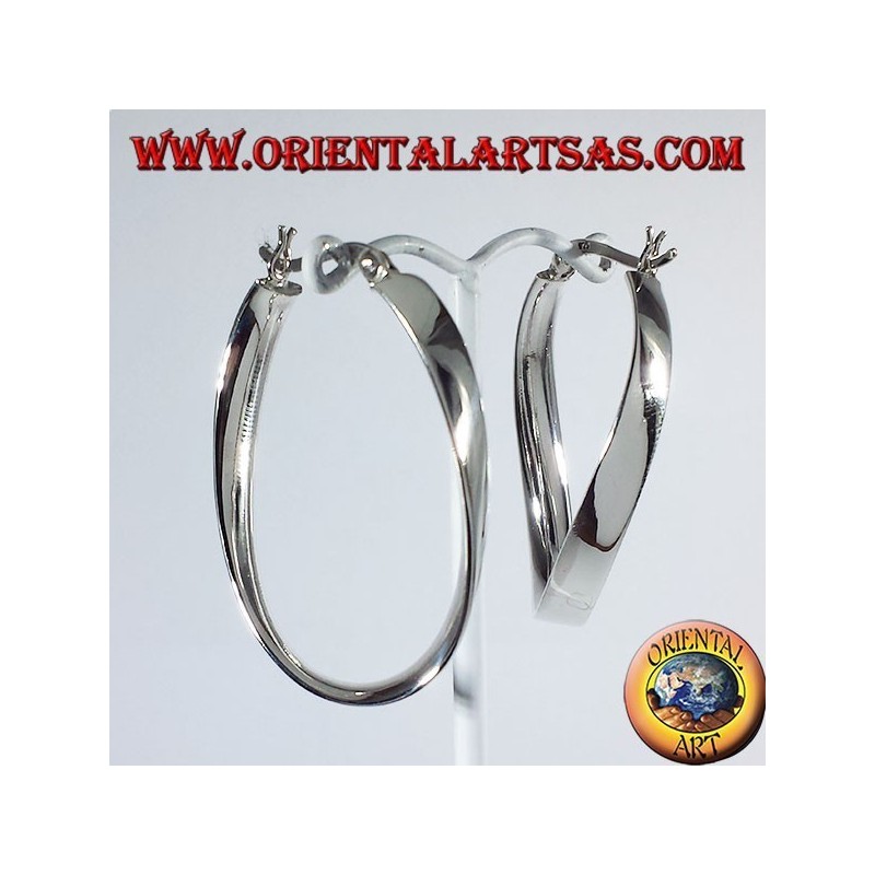 Boucles d'oreilles argent, bracelet ondulée ovale