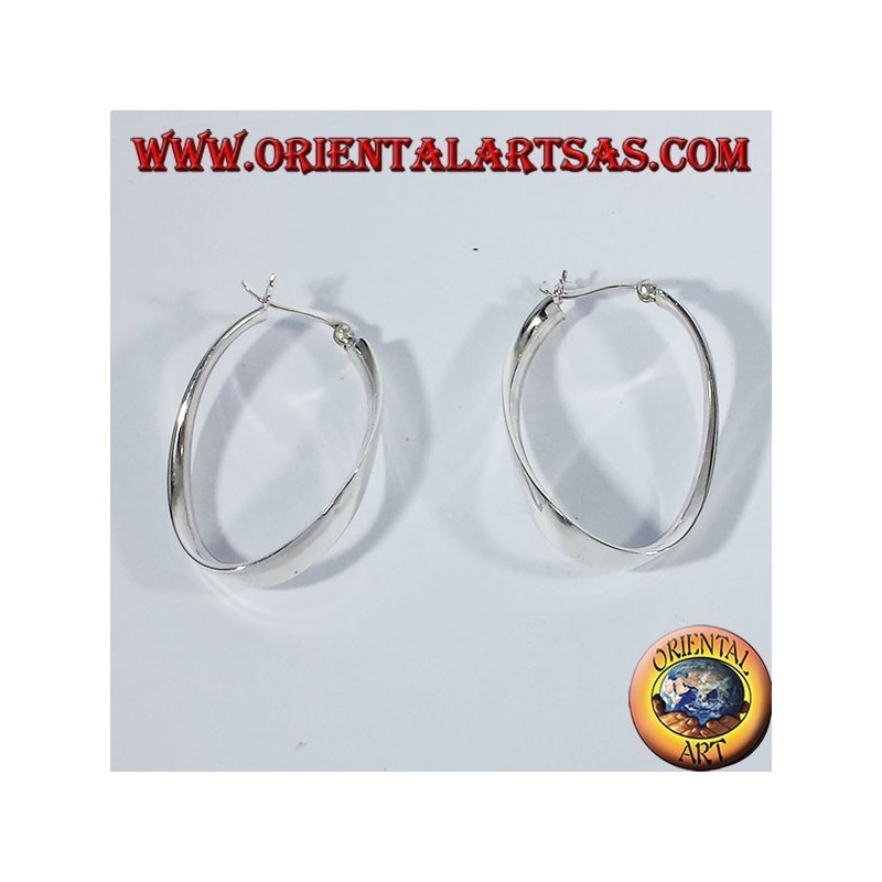 Ohrringe aus Silber, oval Wellband