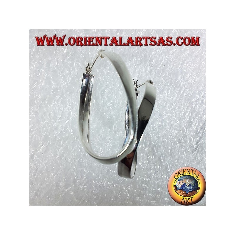 Boucles d'oreilles argent, bracelet ondulée ovale