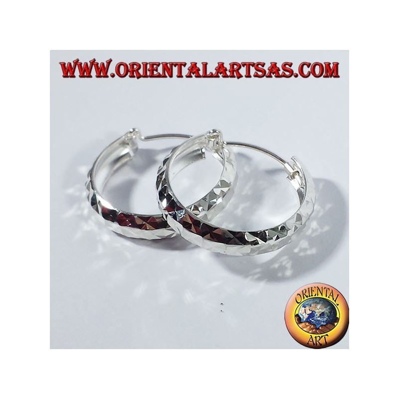 boucles d'oreilles en argent, diamant coupant moyen