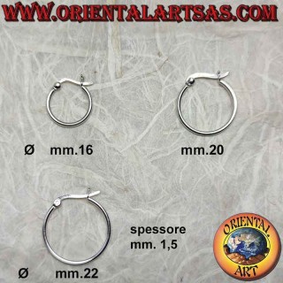 Silberne Ohrringe, 1,5 mm dicke glatte glatte Kreise (Hebel)