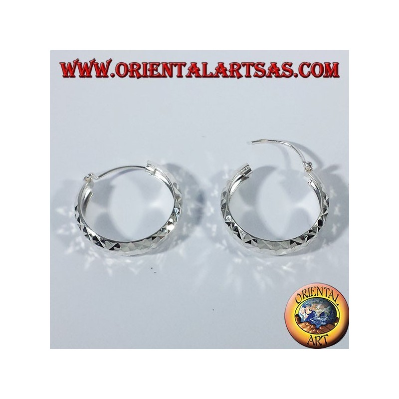 boucles d'oreilles en argent, diamant coupant moyen