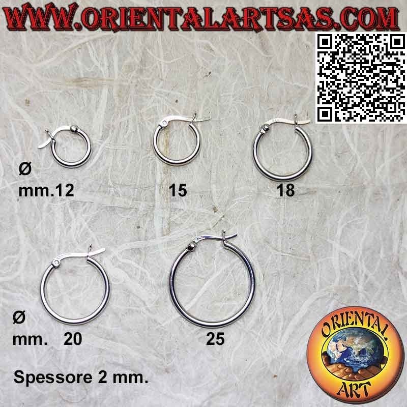 Pendientes de plata, círculos lisos lisos de 2 mm de grosor (palanca)