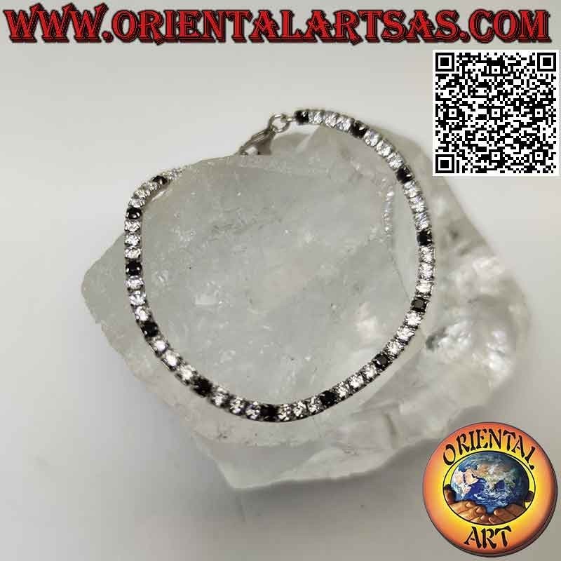 Bracelet tennis en argent 925‰ avec zircons naturels sertis 2,5 mm (ajustable)