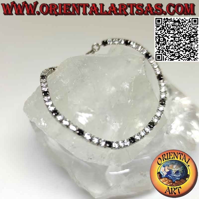 Pulsera tenis en plata 925‰ con circonitas naturales engastadas 2,5 mm (ajustable)