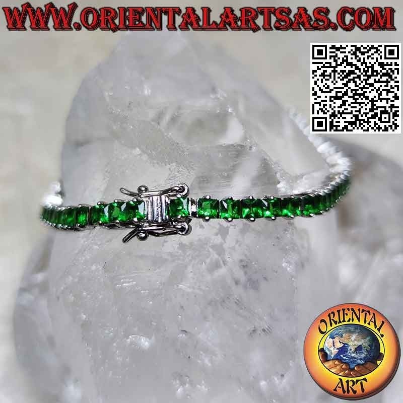 Tennisarmband aus 925 ‰ Silber mit 3 mm grünen Zirkonen besetzt