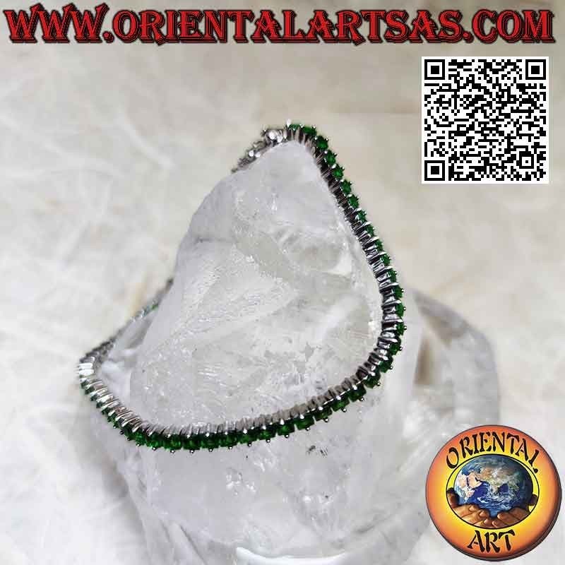 Bracelet tennis en argent 925‰ serti de zircons verts de 3 mm